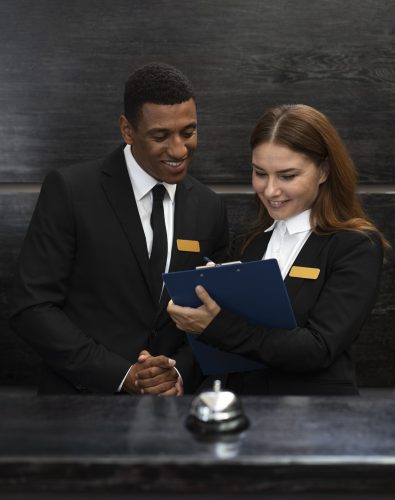 receptionists-elegant-suits-work-hours